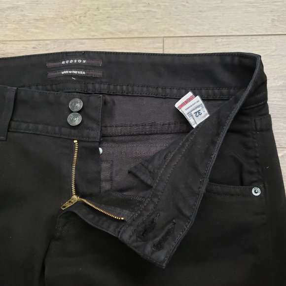 Y2k Hudson Black Curvy Flare Flap Pocket Low Rise Jeans 32 Bootcut - Picture 6 of 10